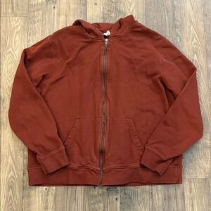 PACT Unisex Mahogany One for All Unisex Zip Up Hoodie Size XL Organic Cotton